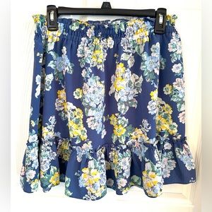 Lauren Conrad Blue Floral Ruffled Skirt Size L